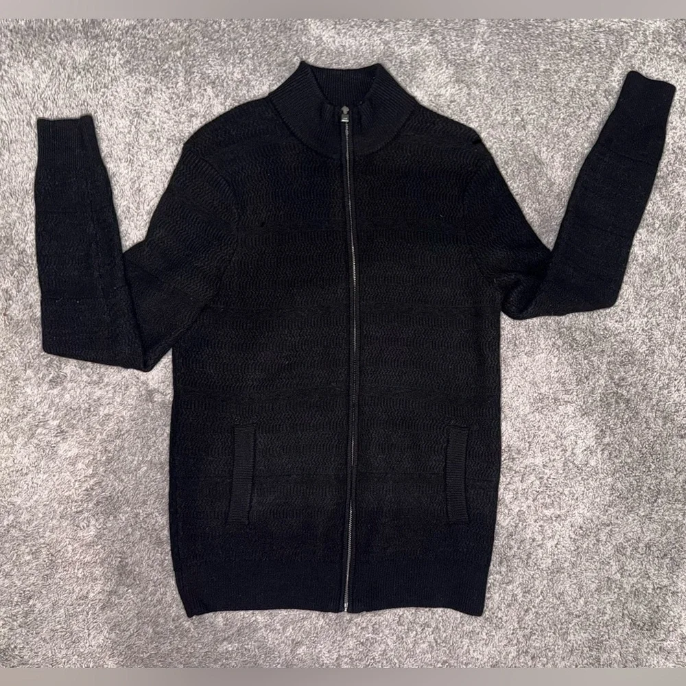 Christian Lacroix Women’s Black 100%Merino Wool Full Zip Jacket Sweater Size M - Picture 2 of 12